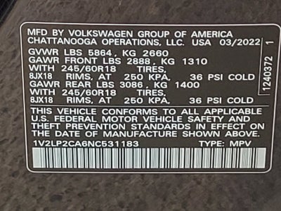 2022 Volkswagen Atlas 2.0T SE