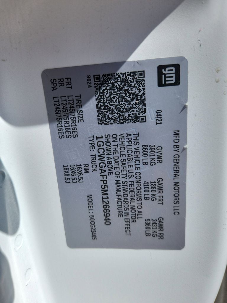 2021 Chevrolet Express Cargo RWD 2500 Regular Wheelbase WT