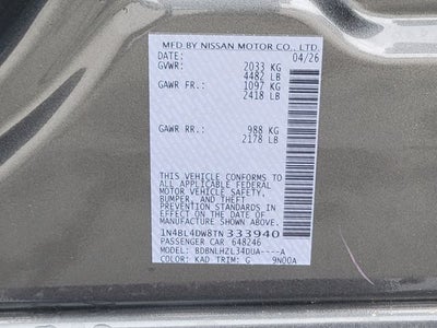 2026 Nissan Altima 2.5 SV