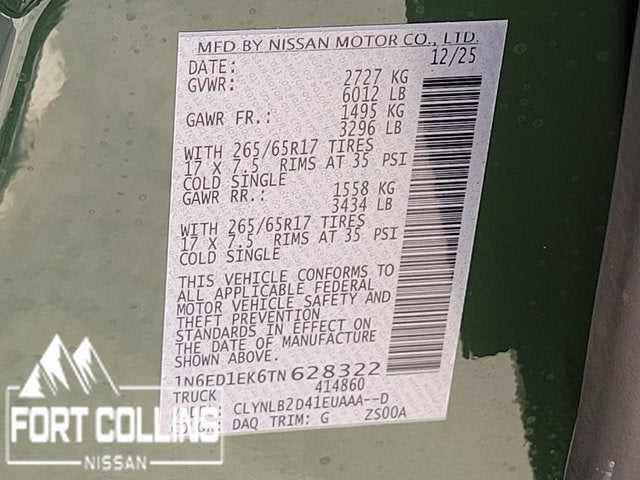 2026 Nissan Frontier SV